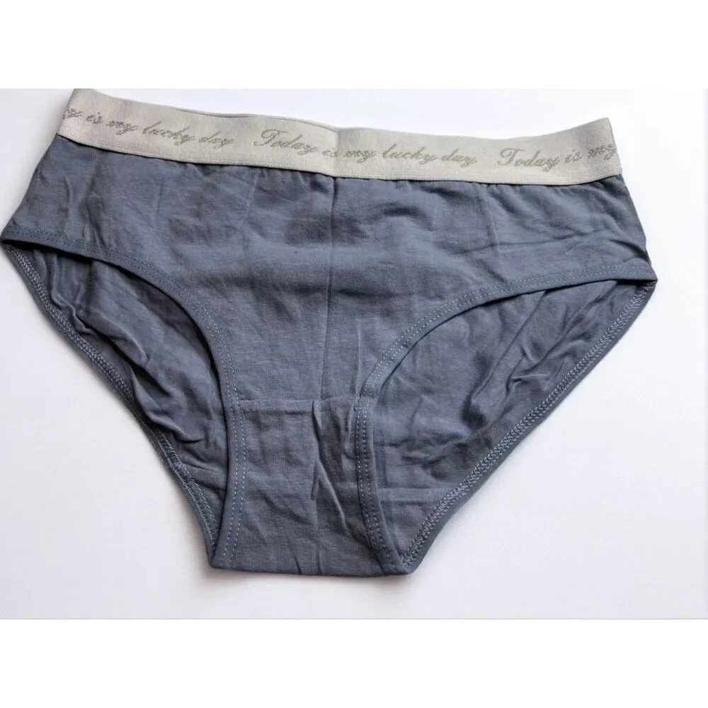 New Bikini Brief Today is Your Lucky Day Small Panties Underwear NWOT Blue Grey